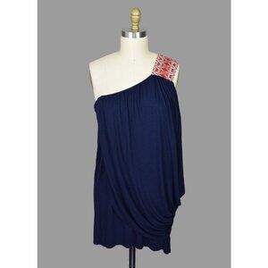 T-BAGS LOS ANGELES ONE SHOULDER STRAP NAVY DRESS